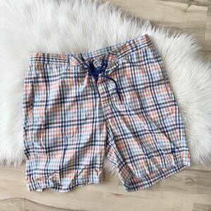 Men’s Brooks Brothers Orange Blue Plaid Board Shorts Size Small CV